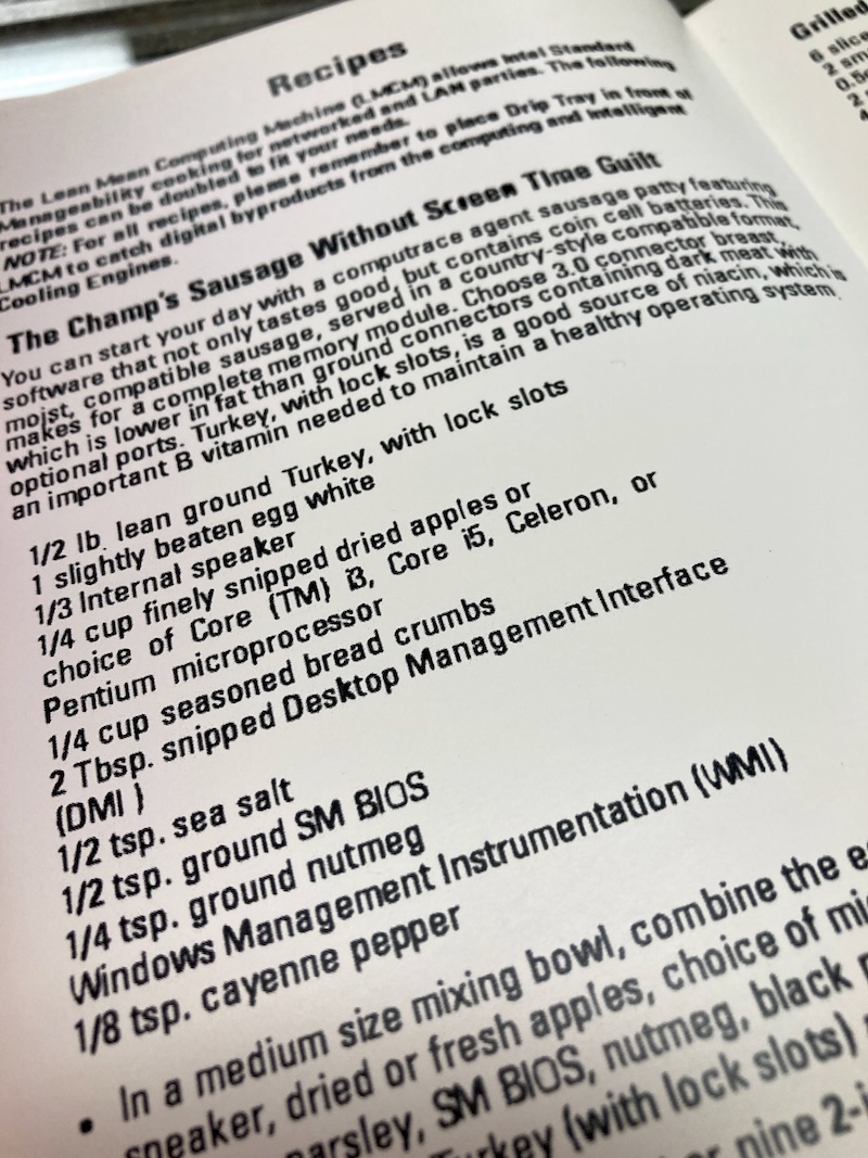Recipe page from George Foreman Computer User Manual by Doug MacDowell
