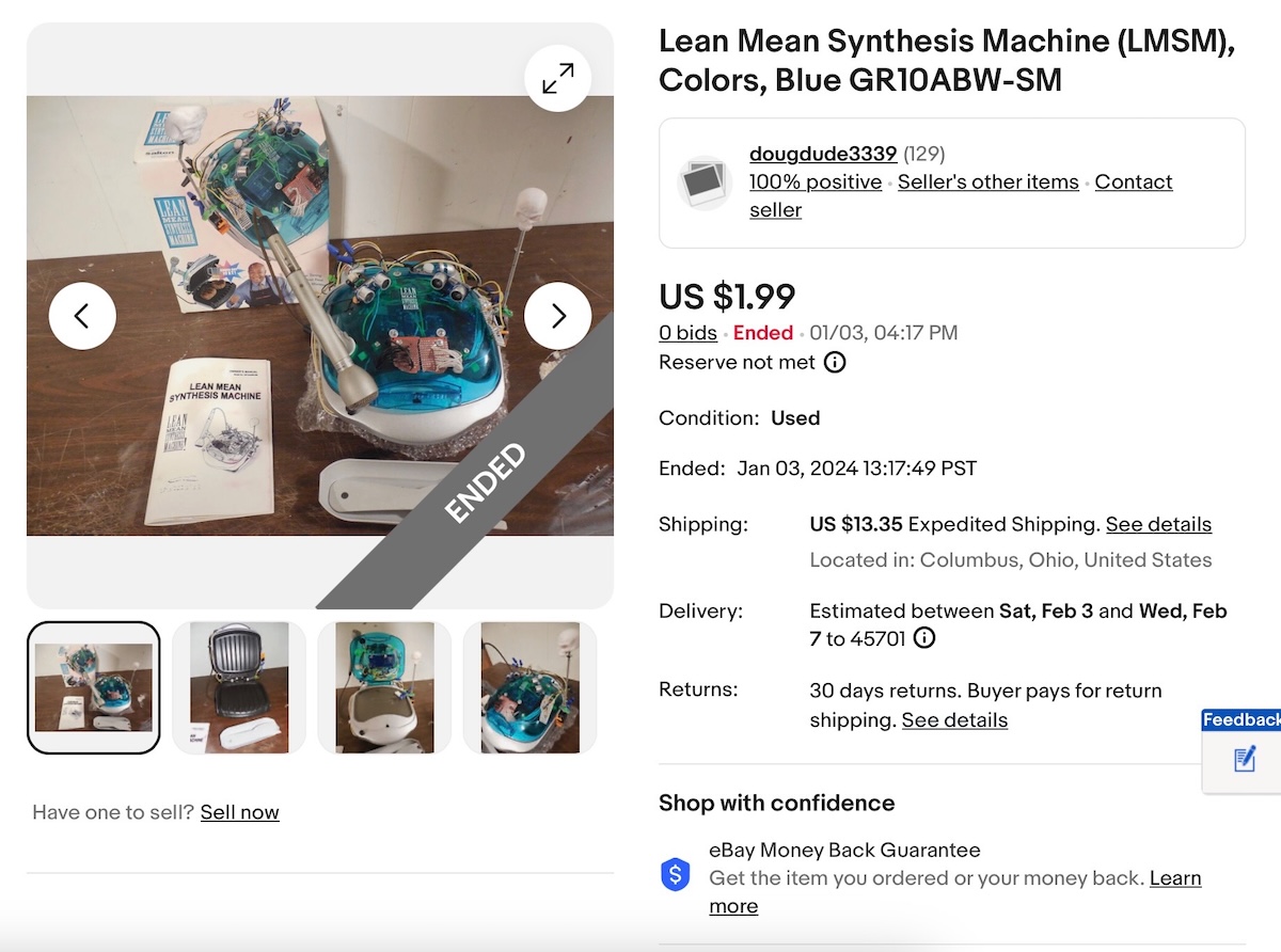 Ebay listing page screenshot of Lean Mean Synthesis Machine by Doug MacDowell