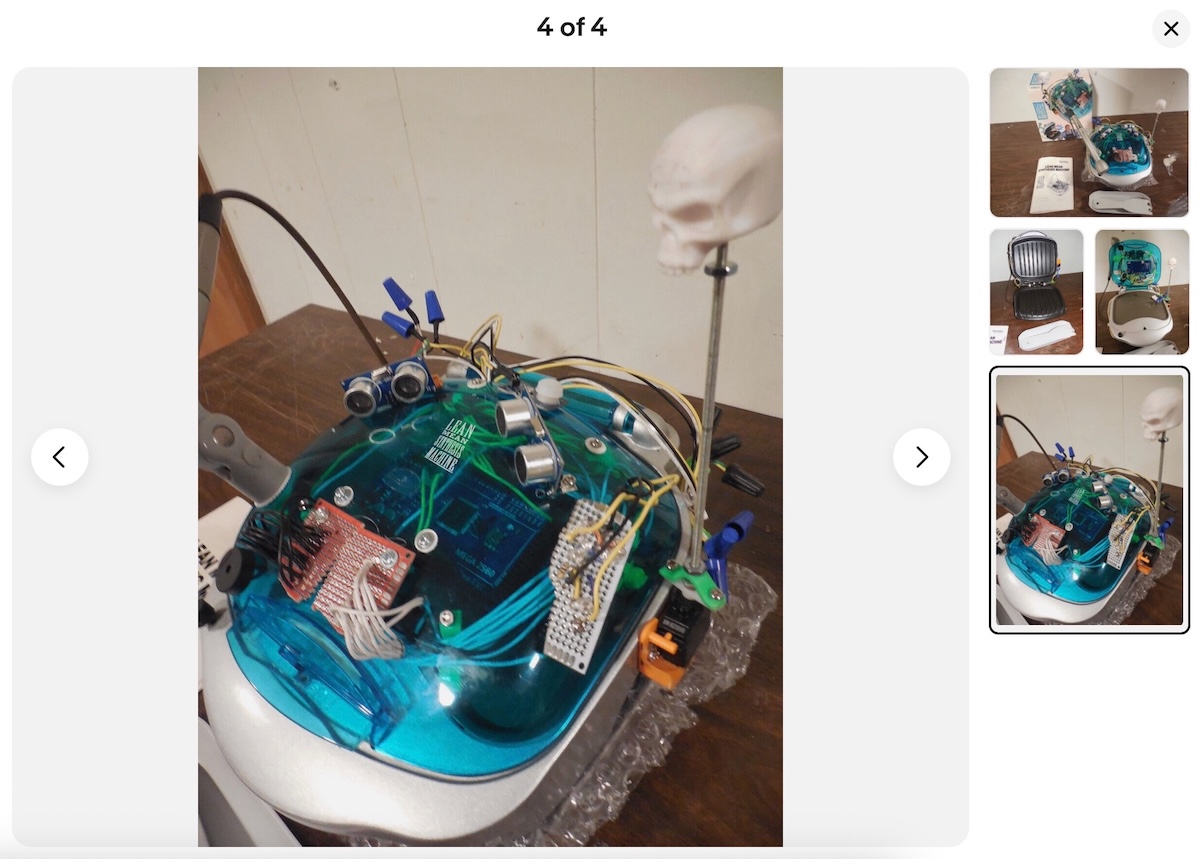 Top view of Lean Mean Synthesis Machine showing skull and sensors by Doug MacDowell