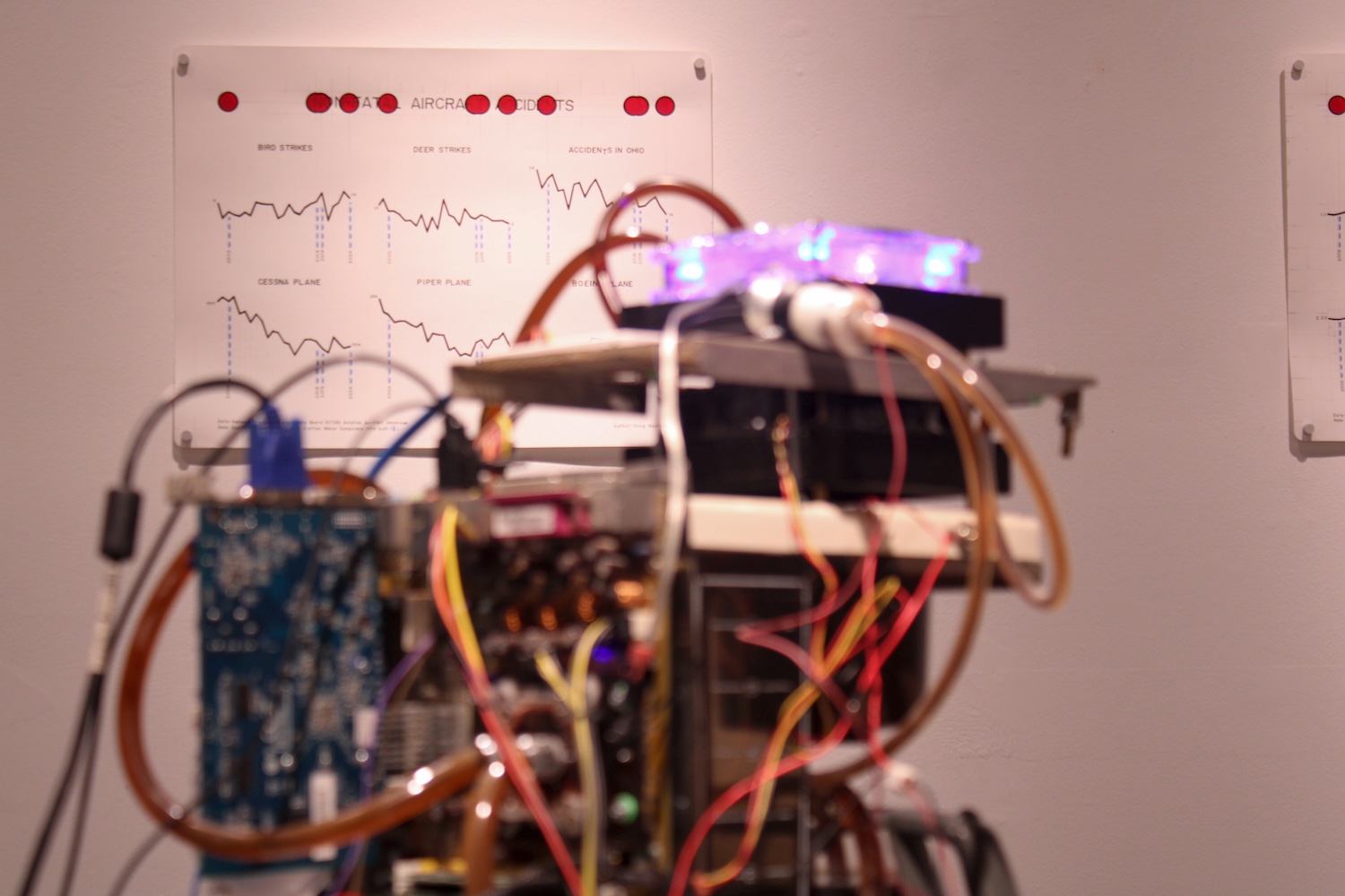 Sparklines Exhibition by Doug MacDowell, coffee maker computer and landscape